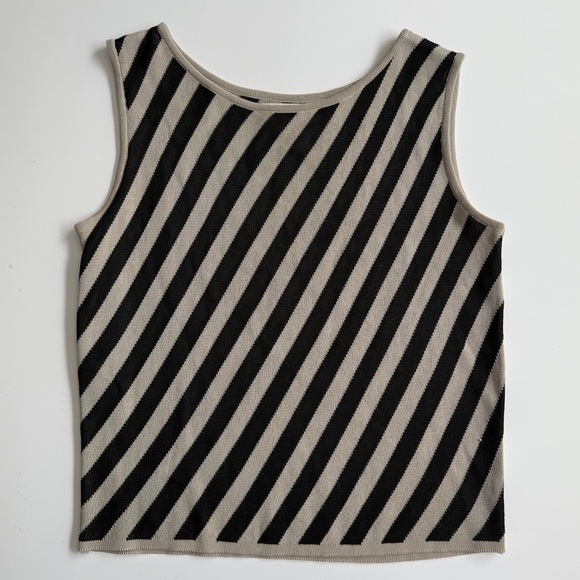 VTG Emanuel Ungaro Knit Sweater Tank Top Striped Medium M Petite Classic Capsule - Picture 1 of 5